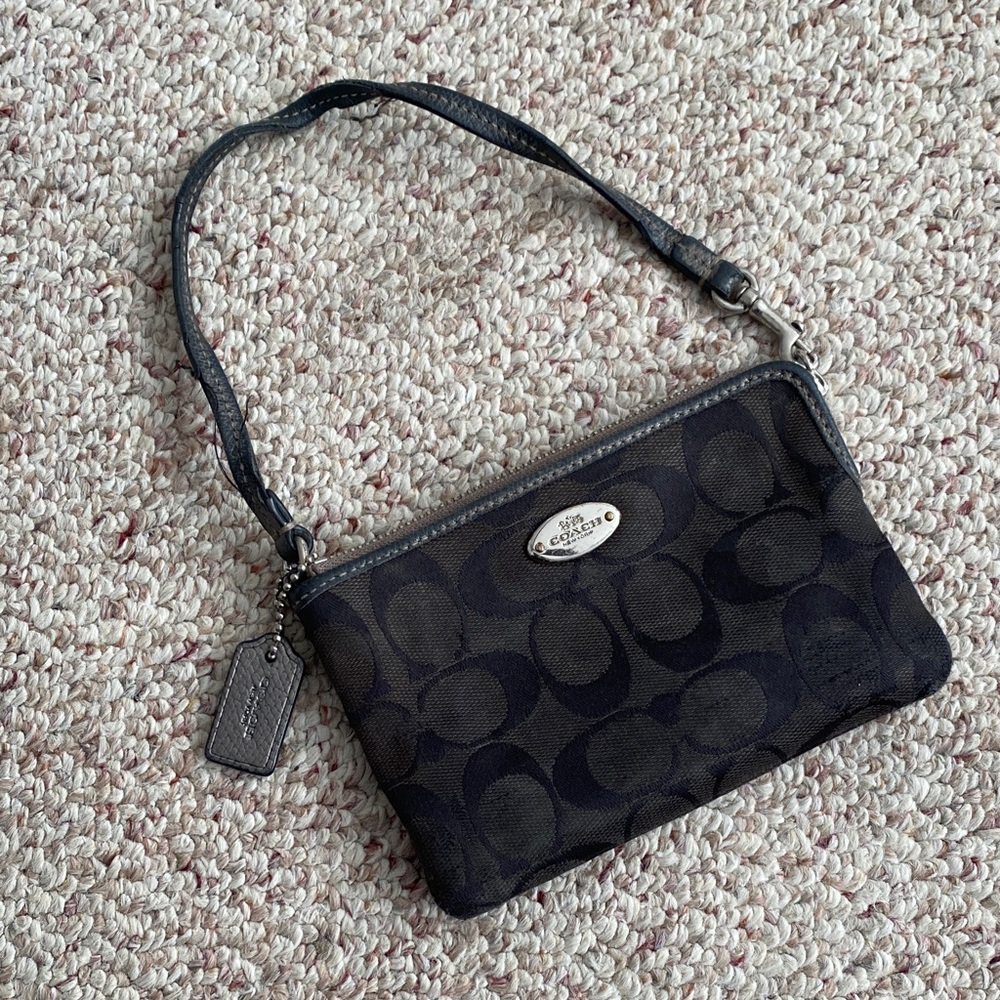 Flawed Coach Dark Patterned Wristlet - image 1